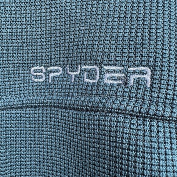 Spyder Mens Teal Blue Fleece Half-Zip Pullover Jacket M Warm Outerwear - Picture 12 of 14